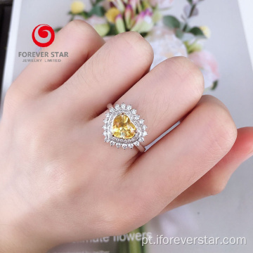 925 Sterling prata branco ouro banhado a cor anéis